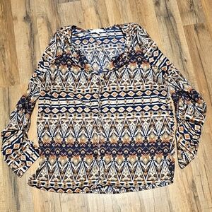 Under Skies Printed Blouse Size Large